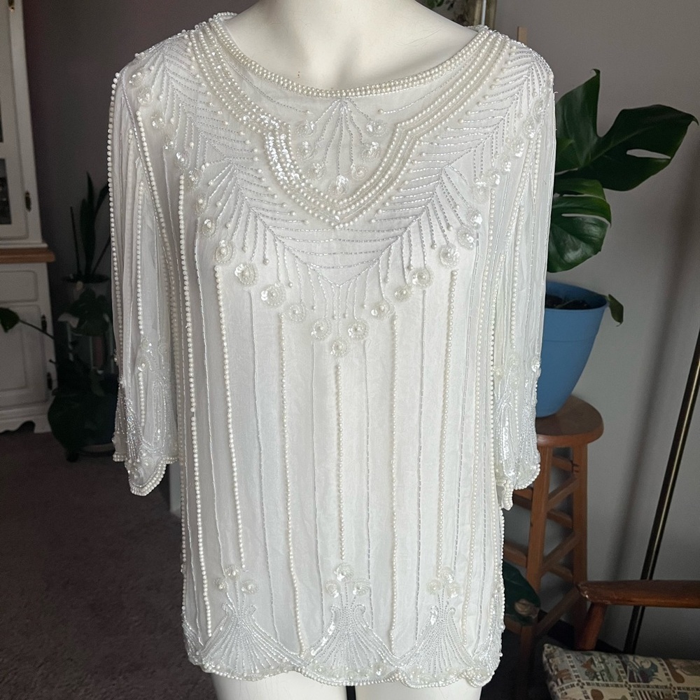 Gorgeous white beaded blouse